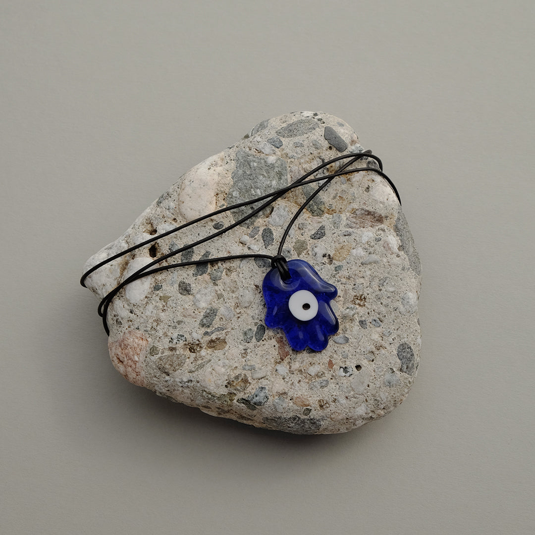 Glass Hamsa Evil Eye Wrap Necklace