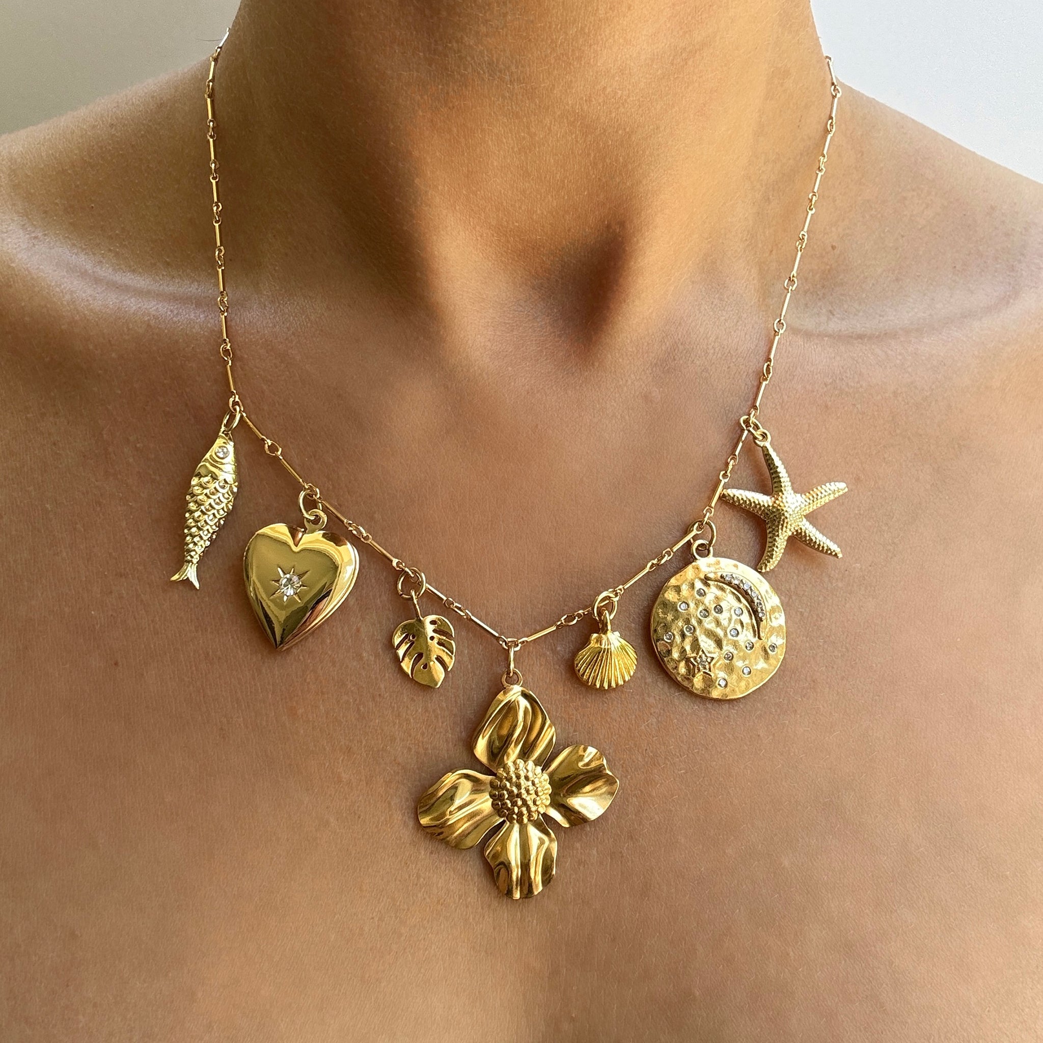 Gold European Collection Charm Necklace